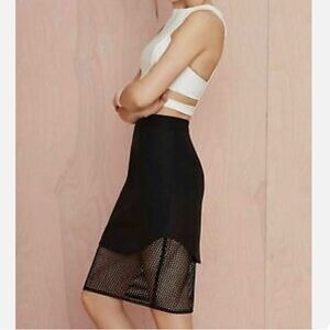 Nasty Gal Mesh Finders Keepers Fatal Attraction Black Mini/ Midi Pencil Skirt